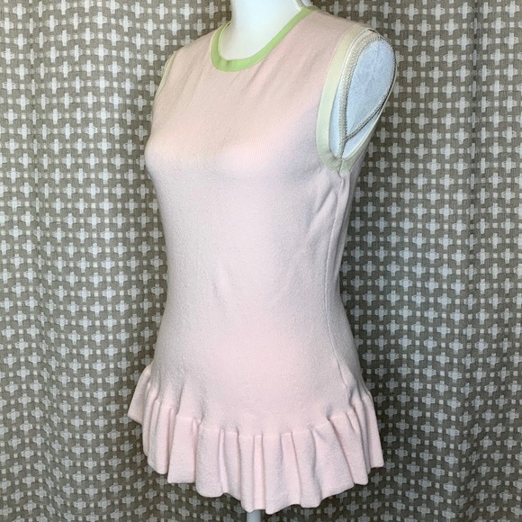 TED BAKER Pink Blush Knit Peplum Tank Sleeveless M - Picture 2 of 8